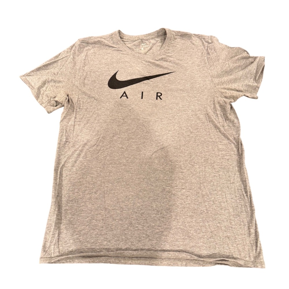 Nike Air Mens T-Shirt Heather Gray Graphic Swoosh Logo Short Sleeve Size L